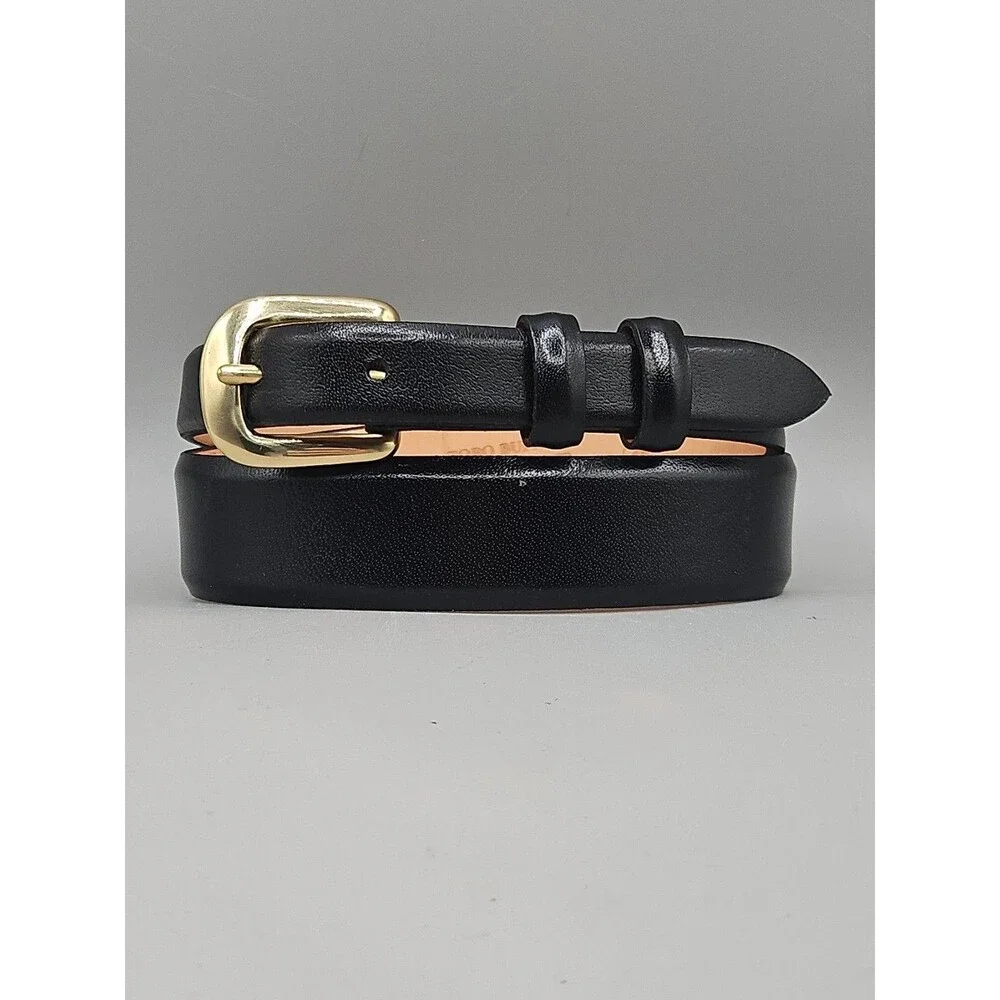 Men's Black Asian Buffalo Crescent Leather Belt Handcrafted In USA 28